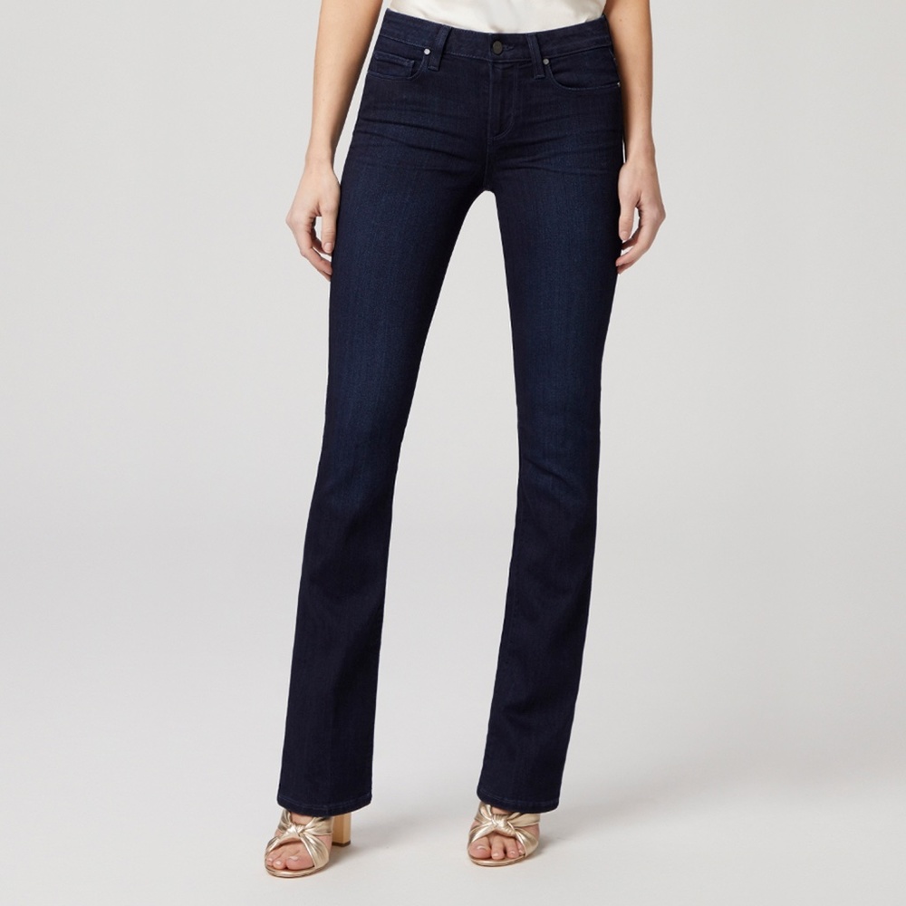 Paige Manhattan bootcut mid rise jeans in dark blue baylor color size 30
